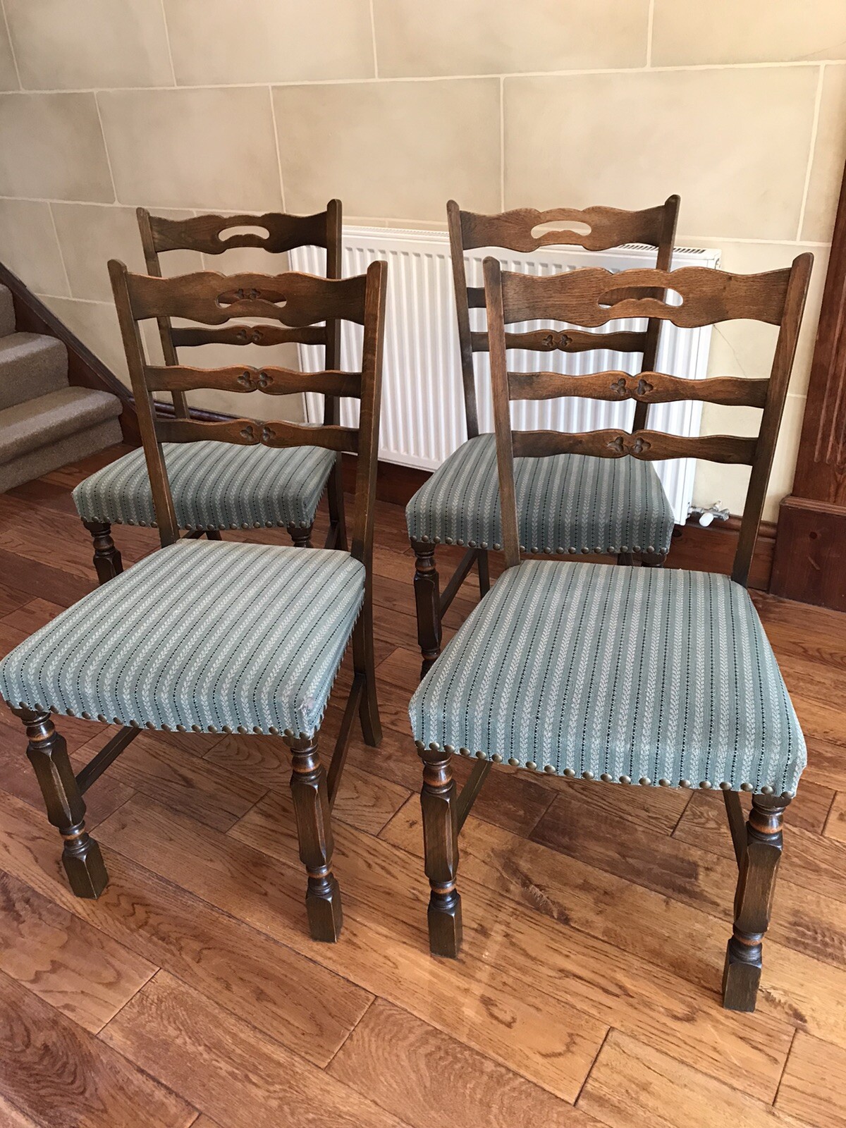 Beautiful Set 4 Solid Vintage Dark Oak Chairs. eBay