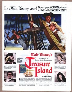 1950 Walt Disney's TREASURE ISLAND Original Vintage Movie Promo Ad