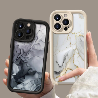 Handyhülle Für iPhone 16 15 Pro Max 14 13 12 11 XR Stoßfeste Marmor Schutz Case