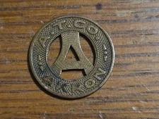 Vintage Akron, OH A.T.C.O.  Transit Lines Good For One Fare Token Ohio