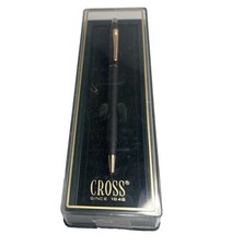 Cross Classic Century Pen Matte Black Gold Trim Ballpoint Case EUC
