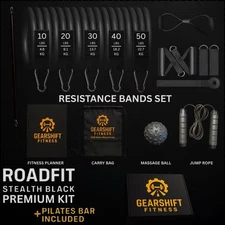 ROADFIT PREMIUM KIT - Compact Exercise Kit For Home Or Travelers. Home Gym.