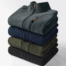 Men Plush Sweatshirt Stand Collar Jacket For Polar Fleece Outdoor Casual Wear