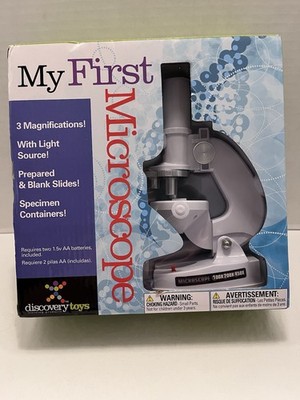 Discovery Toys My First Microscope 3 Mags 100X-200X-450X Light  Slides Tools NIB