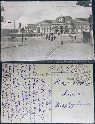 Early 1900s Mons, Belgium Railway Station Postcard