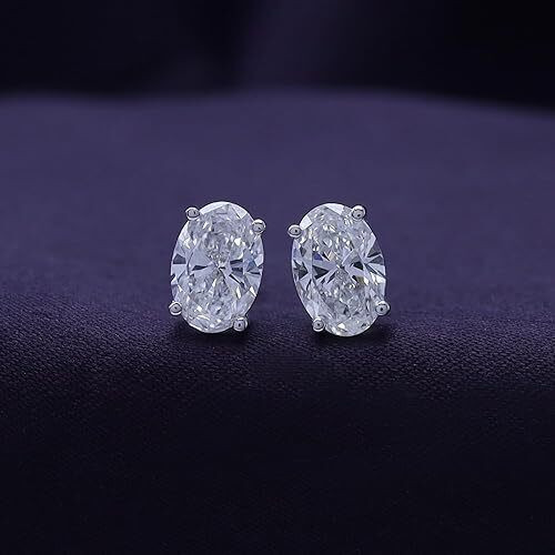1 Ct Lab Grown Diamond Stud Earrings Platinum Oval Cut Solitaire