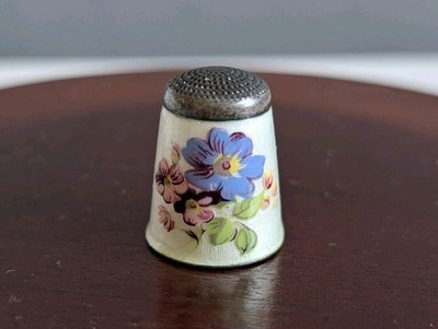 Vintage Fingerhut Silber & Emaille Floral (1930 s) 