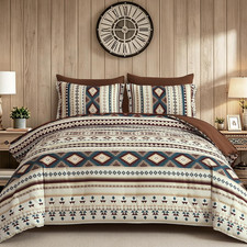 Boho King Size Comforter Set Light Brown,7 Pieces Bed in a Bag Aztec Bedding Set