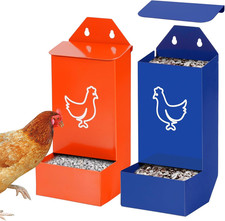 2Pcs Chicken Feeder for Oyster Shell and Grit, Wall Mounted Chicken Food