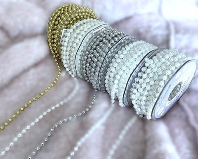 Eleganza PERLEN PERLEN SCHNUR weiß elfenbein irisierend Gold Silber Hochzeit - 4 6 & 8 mm