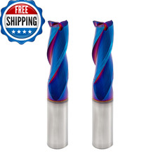 Yokishun 2 Pcs Spiral Cnc Router Bits 1/2 Inch Shank 3 Inch Total Length 3