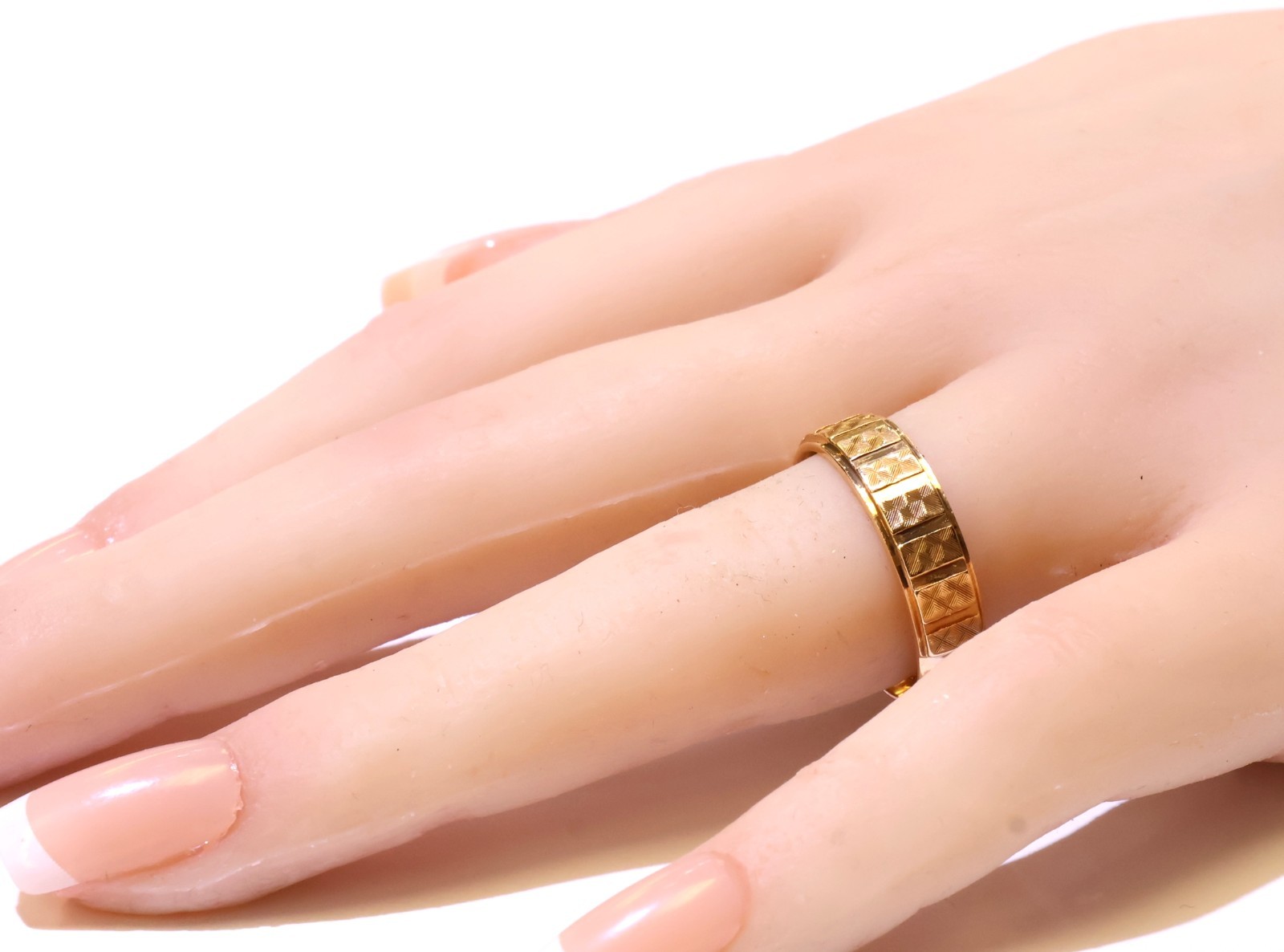 14k yellow solid gold pattern wedding band ring 6… - image 11