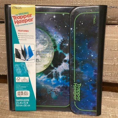 New Trapper Keeper ~ Binder Portfolio w/ 2 Folders 2023 Mead Retro Moon Space