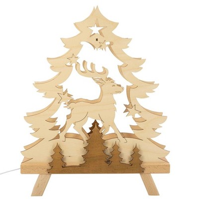 Standleuchte Schwibbogen Design & Decor Mond Kind Kirche Kerzen Baum Teddy 35 cm