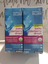 Mommys BLISS Organic Baby Elderberry Drops; 3 fl oz (2 Pack) Exp 12/25