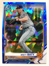 BRETT BATY SAPPHIRE REFRACTOR ROOKIE • 2021 Bowman Chrome #BDC-130 • METS SP RC!