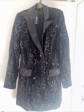 Amelia Sequin Blazer Dress - Black- L- UK14