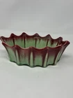 McCoy  1940"s Oval Mint Green & Burgundy Crown Drip Glazed Pottery Planter EUC