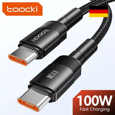 Toocki USB-C zu USB-C Kabel 100W, PD 3.0 & QC 4.0 Schnellladekabel, Typ-C Ladeka