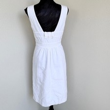 J.Crew Linen-Cotton Bow Back Sleeveless Sheath Dress Women 6 White 84356 Preppy