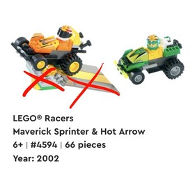 2002 Lego Racers Maverick Storm-Sprinter-Hot Arrow 4594 & 4583 Pull-Back Action