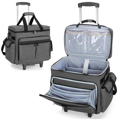 Rolling Teacher Bag with Expandable File Pocket and Detachable Trolley, Teach...