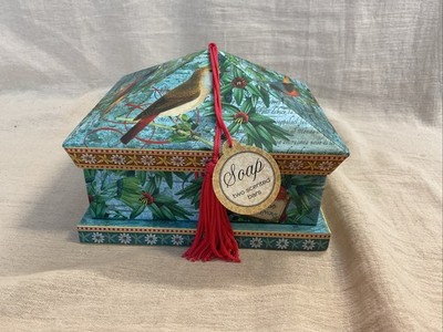 Punch Studio Jasmine 2 Bars Soap Triple Milled Keepsake Bird & Flower Box