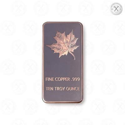 2x 10 oz .999 Fine Copper Bars – Canadian Maple Leaf Design