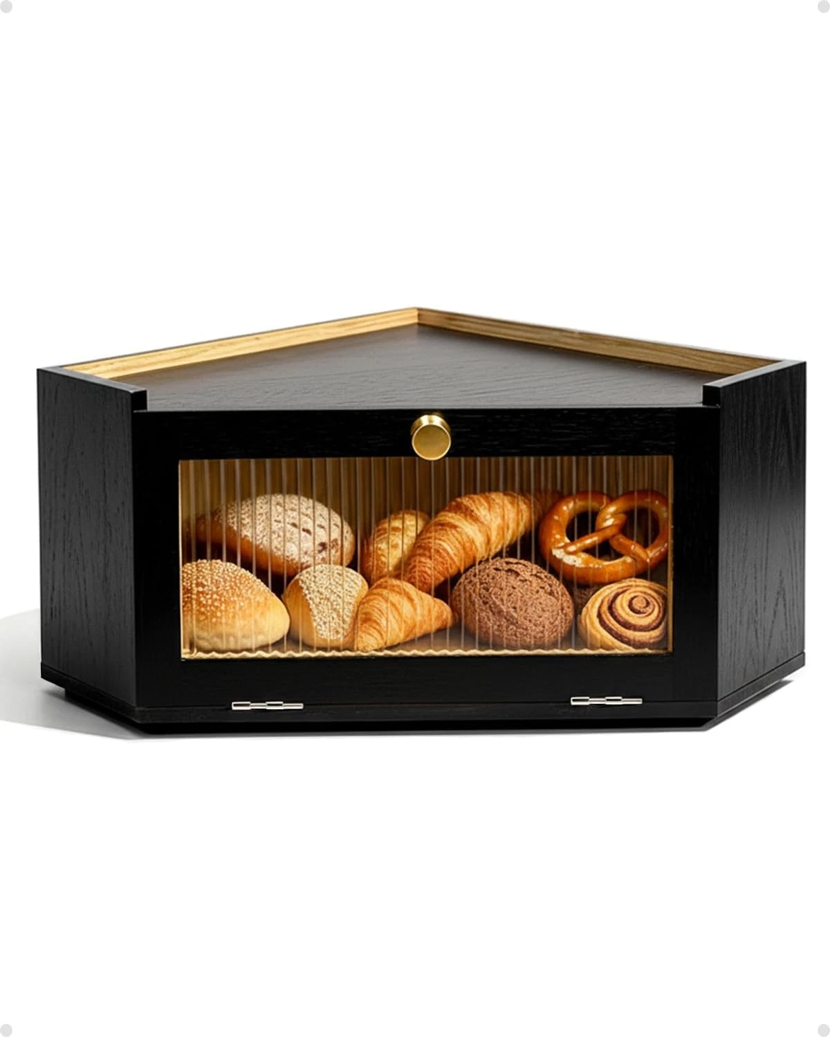 Corner Bread Box for Kitchen Countertop, Large Bamboo Bread Storage Container, B
Opens in a new wind