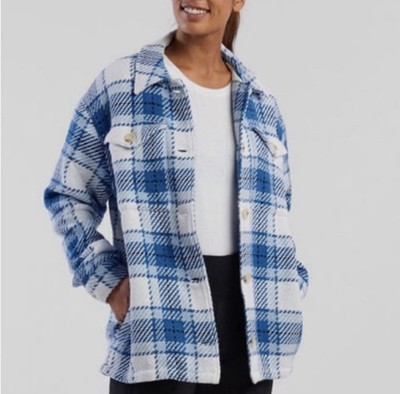Outerknown Cloud Weave Shirt Plaid Jacket Sz M Button Front Blue Organic Cotton