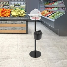 43.31in High Black& Clear PC& PP& Stainless Food Service Sample Display Stand