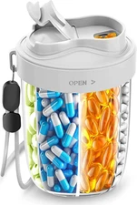 ✅NEW- Pill Dispenser 7 Large Compartments Portable Pill Organizer Travel Vitamin