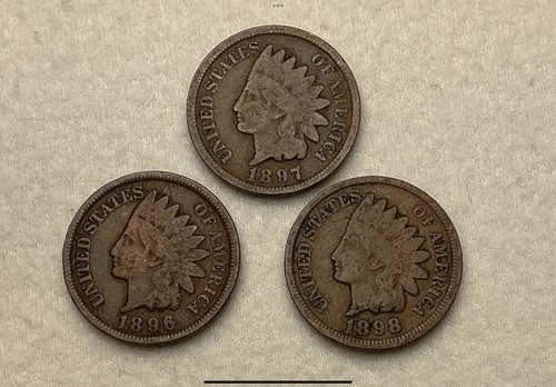 1896-1897-1898 Indian Head Pennys (Lot of 3) #2849 All Very-Good *FREE S/H*