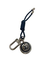 LOUIS VUITTON keychain leather rope cowhide Blue women Used