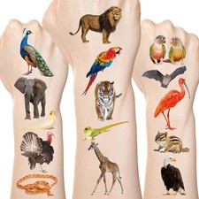 Fancy Land 140Pcs Jungle Animal Temporary Tattoos Realistic Wildlife Tattoo