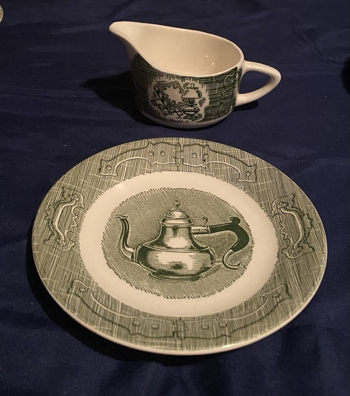 Vintage old curiosity shop saucer and creamer