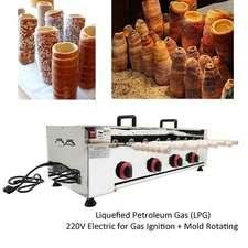 LP Gas 8Pcs Models Chimney Cake Roll Oven Kurtos Kalacs Rotating Baking Machine
