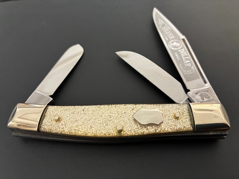 FRANK BUSTER FIGHT'N ROOSTER 3 BLADED STOCKMAN "Silver Dollar" - CELLULOID