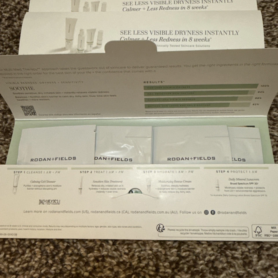 Lot Of 4 Rodan + Fields SOOTHE Skincare 4 Step Regimen Sample Pack NIP Travel - Image 2 of 4