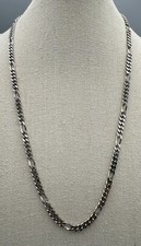 Vintage MONET Flat Figaro Chain Silver Tone 24” 1980s