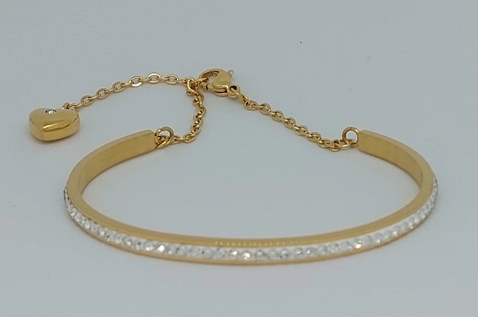 Modeschmuck Edelstahl Armband mit synthetischen Cubic Zirkonia und Herz Gold  - Bild 3 von 4