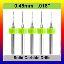 .45mm .018" #77 Carbide Drill Bit 1/8 Shank FIVE Pieces - Premium Carbide R/S