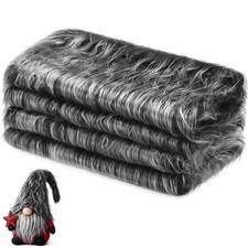Jetec 4x Grey Faux Fur Fabric Squares 10x20" Gnome Beard Christmas Craft DIY