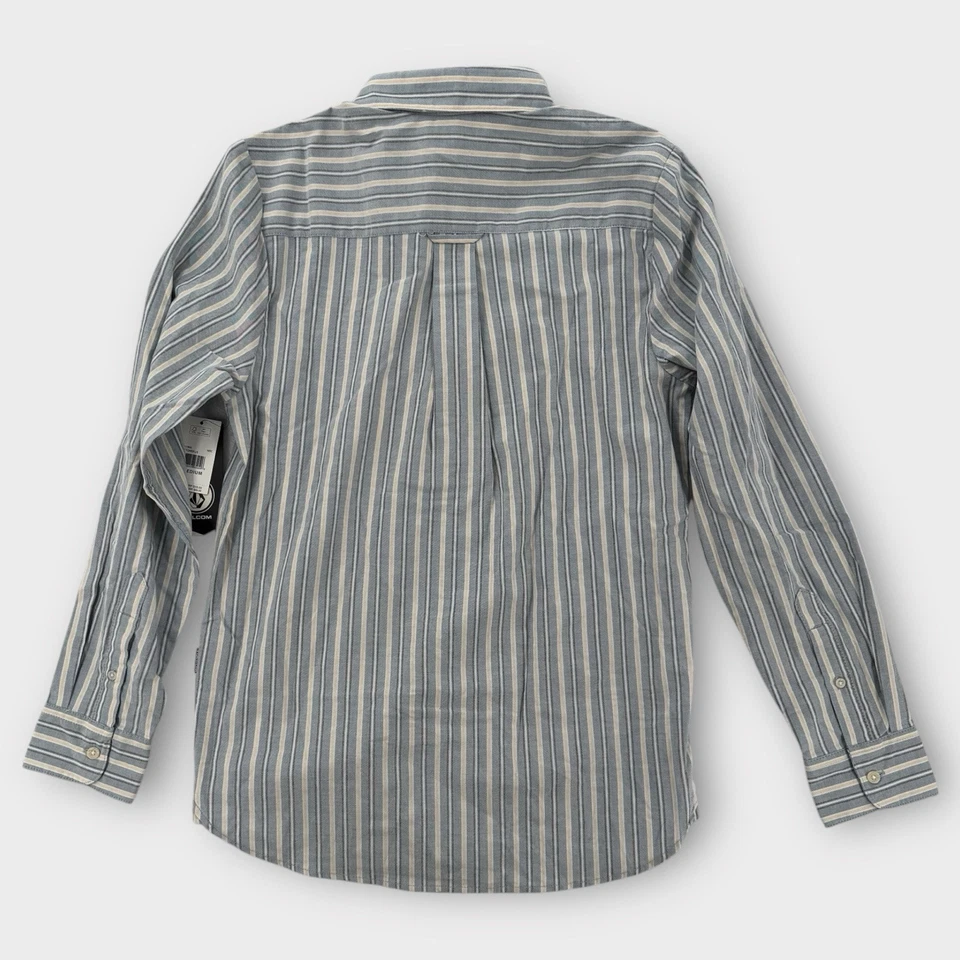 Volcom Button Down Shirt Mens Medium Modern Fit Striped Long Sleeve Blue NWT - Image 2 of 4