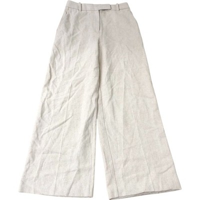 Neutral Nolah Linen-Blend Textured Wide-Leg Trousers Size 8 Regular