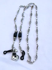 Brighton Silver & Black Heart Charm Eyeglass Chain Holder