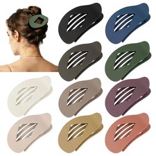 10 PCS Flat Hair Clips for Women   Large Matte Rectangle No-Slip Claw Clips, ...