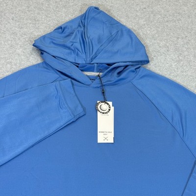Kenneth Cole Men's Golf Pullover Hoodie S Light Blue Shape Retention Stretch NWT