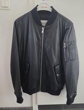 Trussardi Herren Leder Bomberjacke Schwarz Gr...
