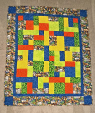 Handmade Zoo/Safari Theme Pieced Machine Quilted Toddler/Baby/Crib Quilt 52X44